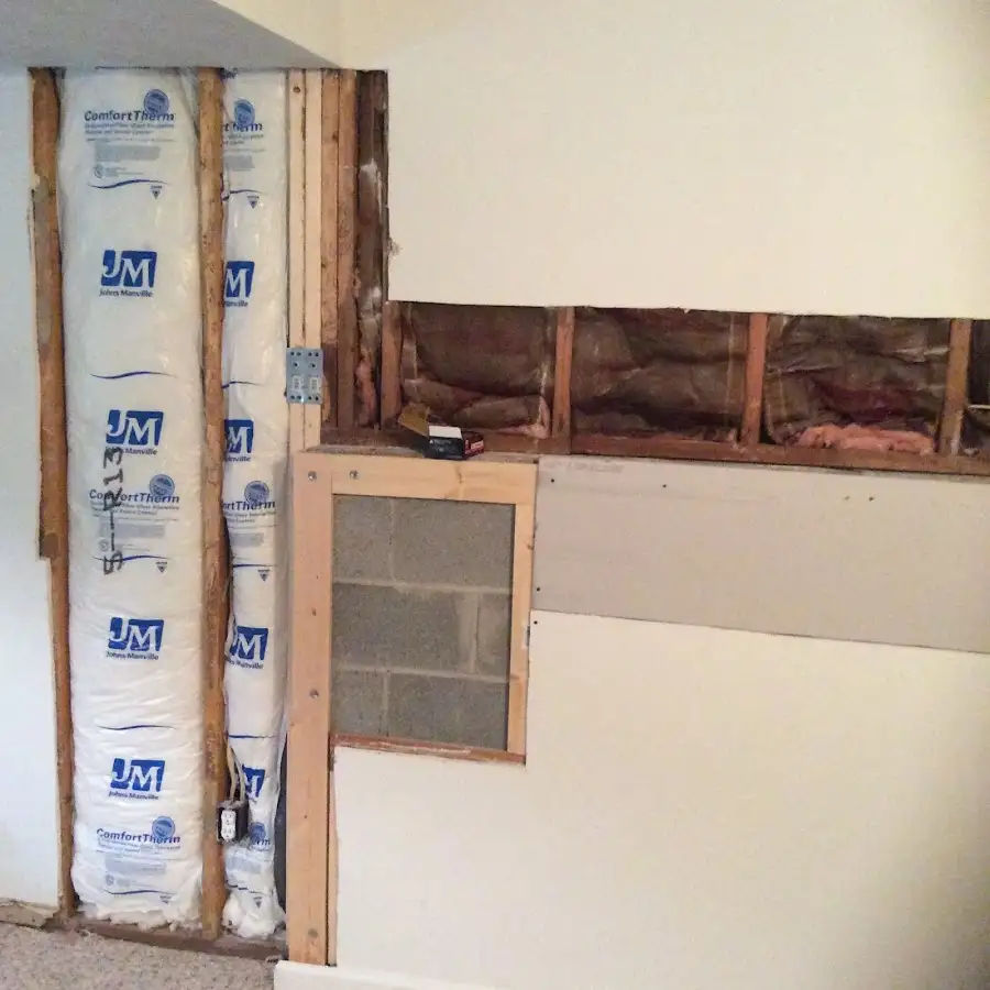 Wall insulation replacement during Basement Flood Cleanup in Freeport